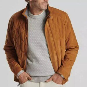 Mens PETER MILLAR Crown Suede Quilted Jacket Whiskey Cognac Color Medium New